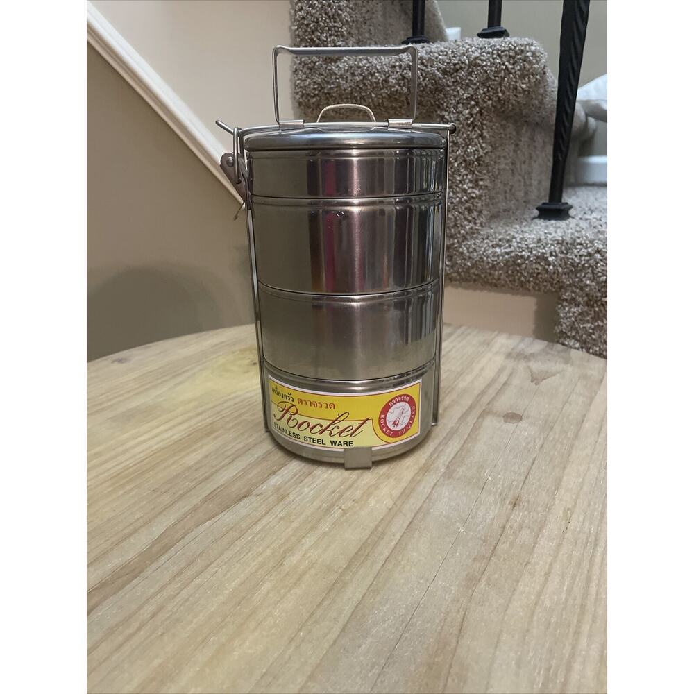 Rocket Thai Pinto Food Carrier Container 4 Tier Lunch Box Storage